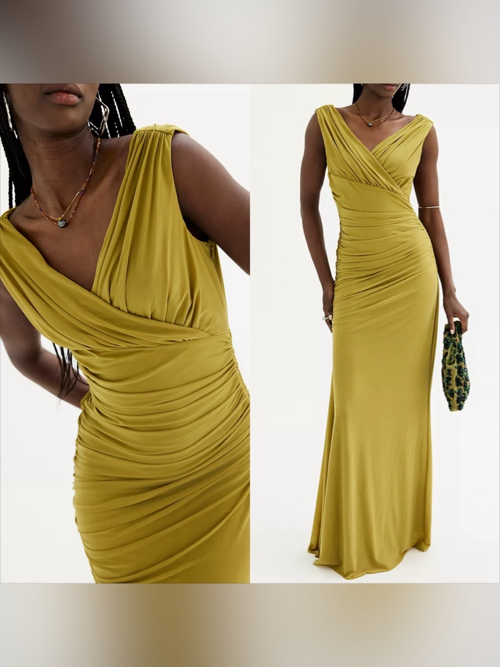 Ronny kobo Sophia  mesh tulle v neck ruched dress
